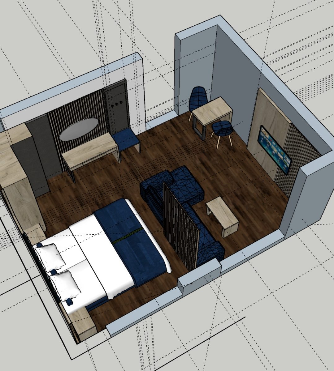 ldm erstellen eines 2D-Projekts eines Hotelzimmers